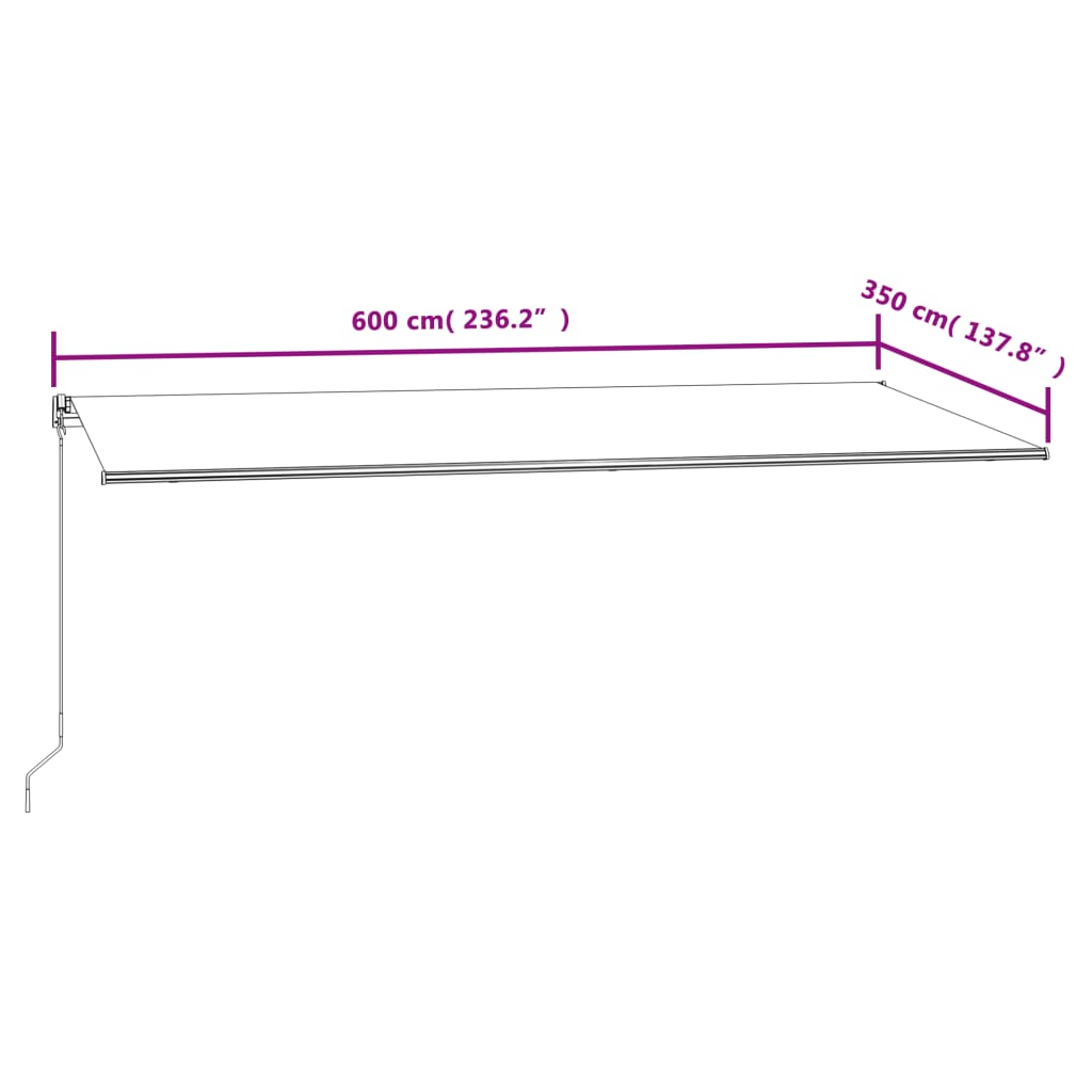 Automatisk uttrekkbar markise 600x350 cm gul og hvit