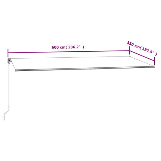 Automatisk uttrekkbar markise 600x350 cm gul og hvit