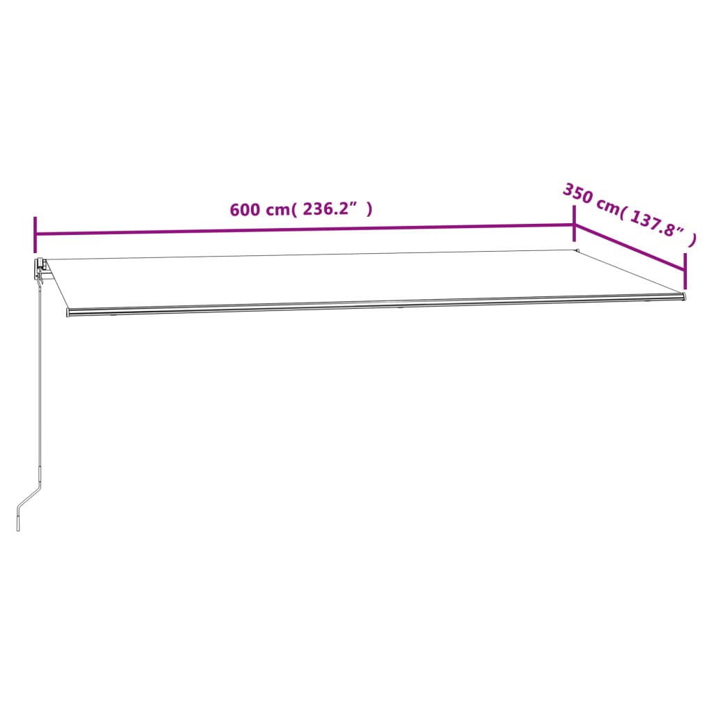 Automatisk uttrekkbar markise 600x350 cm antrasitt