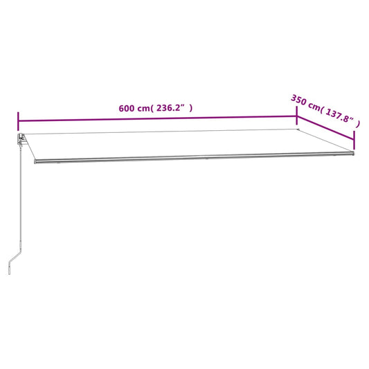 Automatisk uttrekkbar markise 600x350 cm antrasitt