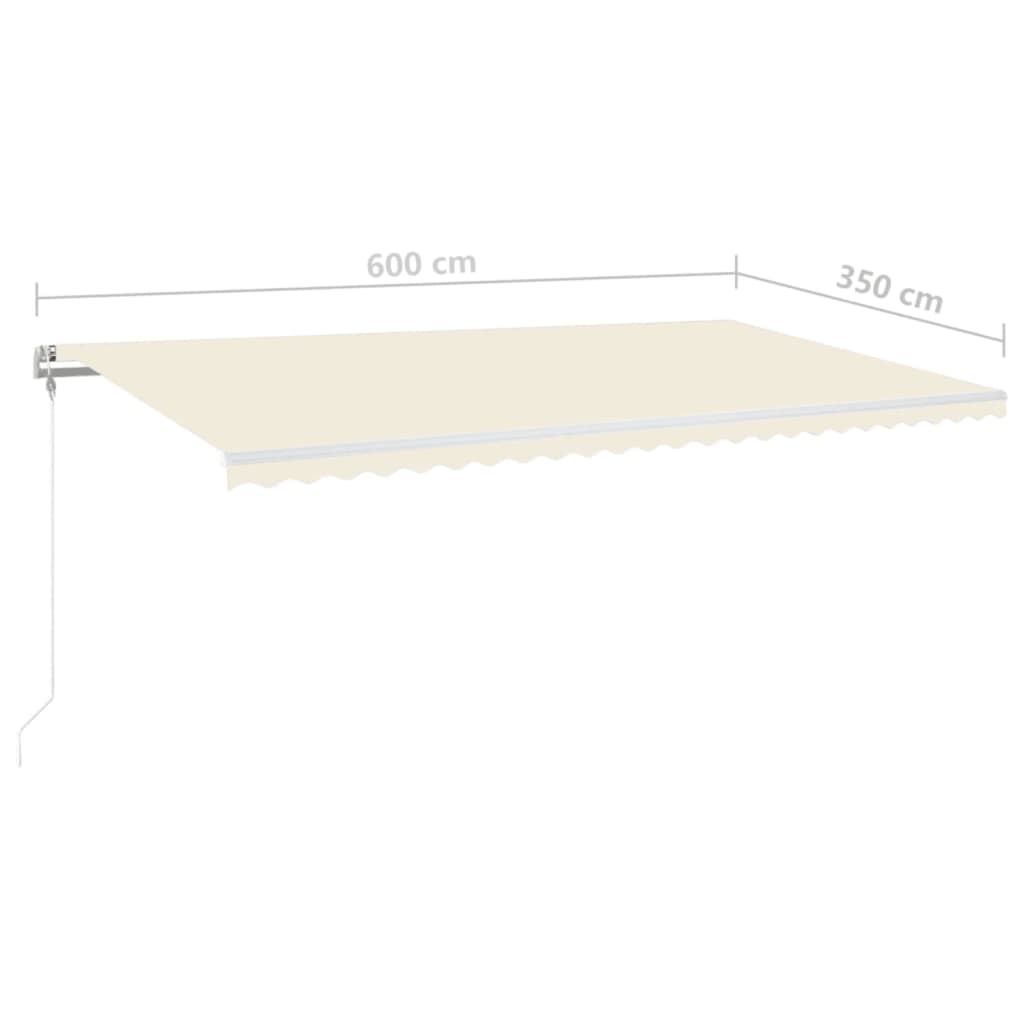 Automatisk markise med vindsensor og LED 600x350 cm kremhvit vidaXL