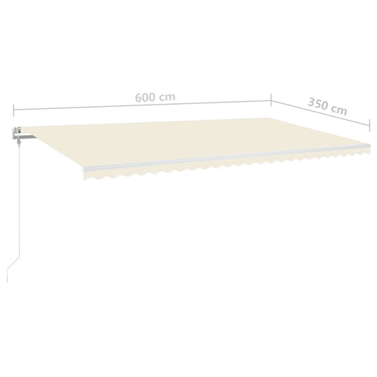 Automatisk markise med vindsensor og LED 600x350 cm kremhvit vidaXL