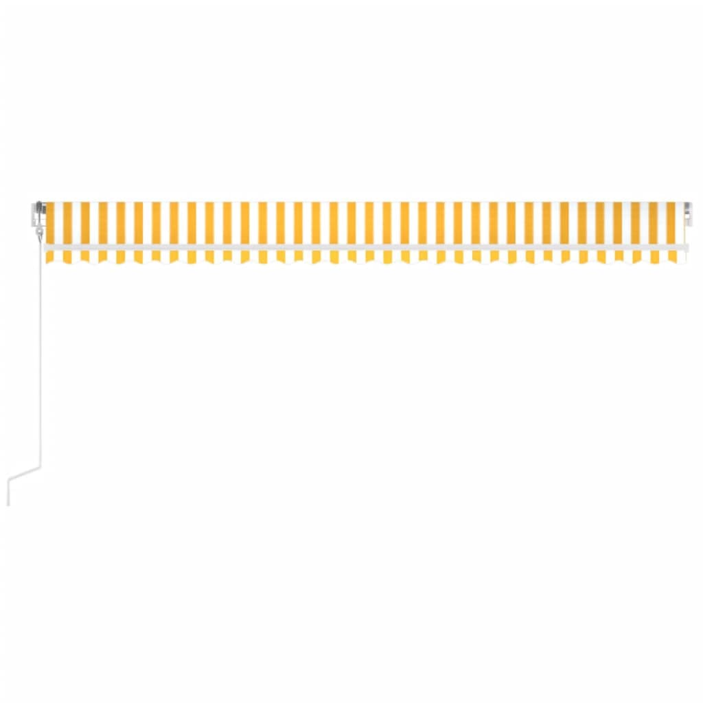 Automatisk markise med vindsensor og LED 600x350 cm gul/hvit