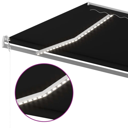 Automatisk markise med vindsensor og LED 600x350 cm antrasitt vidaXL