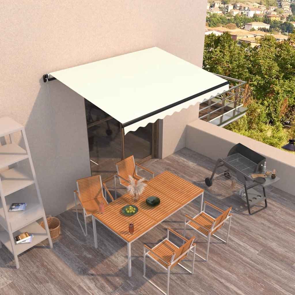 Manuell uttrekkbar markise 350x250 cm kremhvit vidaXL