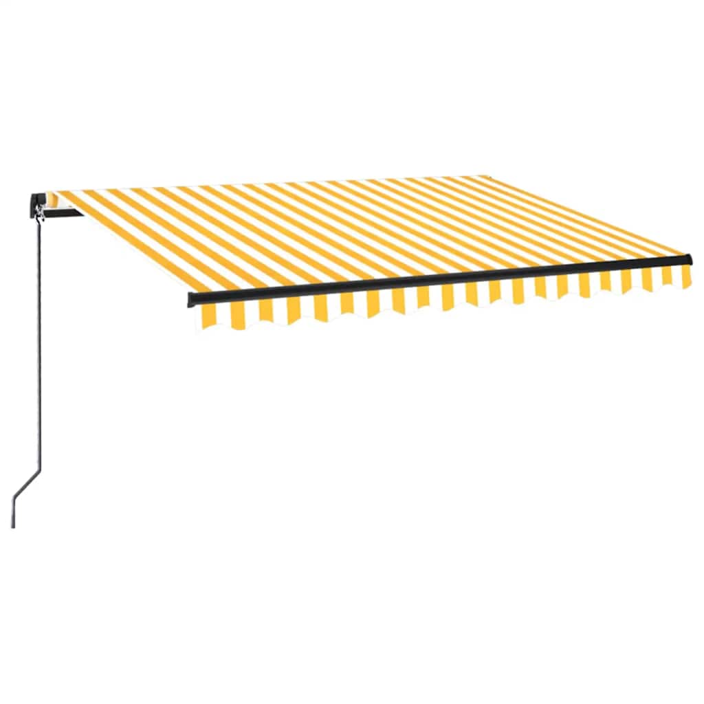 Manuell uttrekkbar markise 350x250 cm gul og hvit
