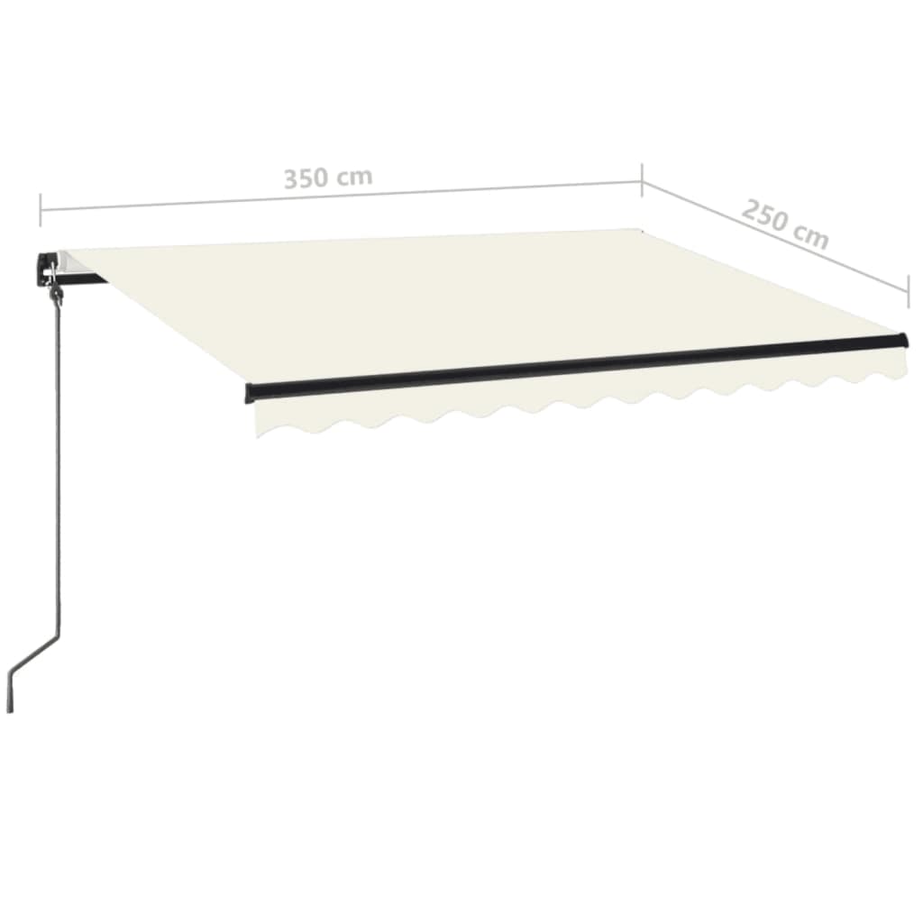 Manuell uttrekkbar markise med LED 350x250 cm kremhvit