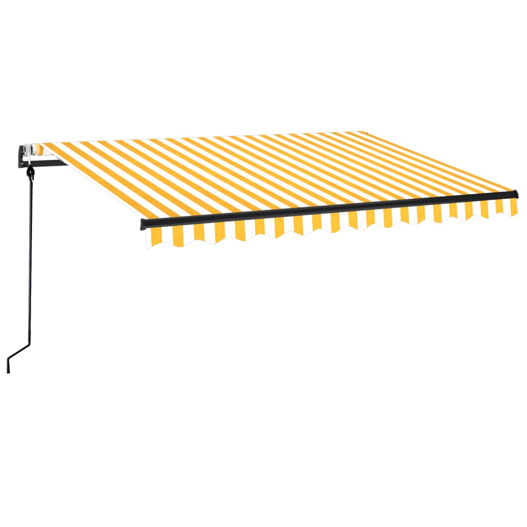 Automatisk uttrekkbar markise 350x250 cm gul og hvit vidaXL