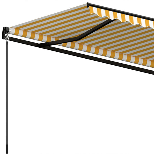 Automatisk uttrekkbar markise 350x250 cm gul og hvit vidaXL