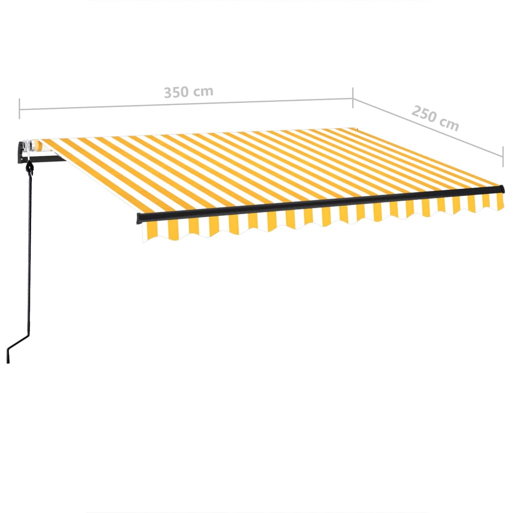 Automatisk uttrekkbar markise 350x250 cm gul og hvit