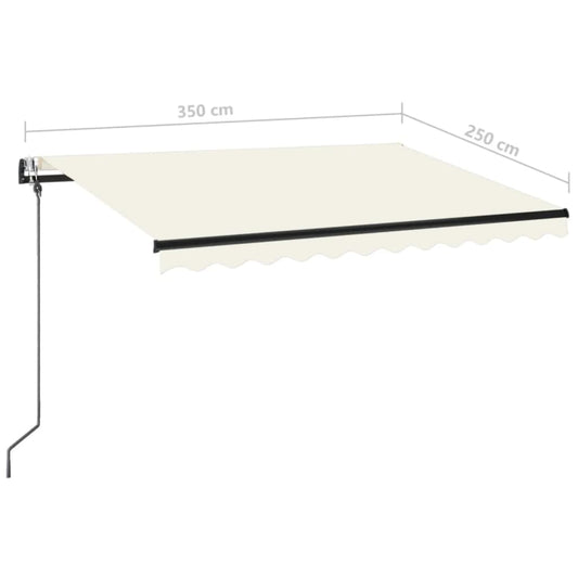 Automatisk markise med LED og vindsensor 350x250 cm kremhvit vidaXL
