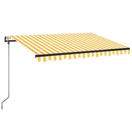 Automatisk markise med LED og vindsensor 350x250 cm gul/hvit vidaXL