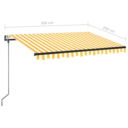 Automatisk markise med LED og vindsensor 350x250 cm gul/hvit vidaXL