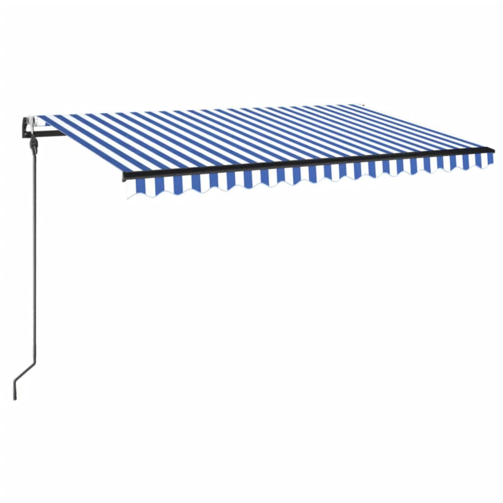 Automatisk markise med vindsensor og LED 400x300 cm blå og hvit