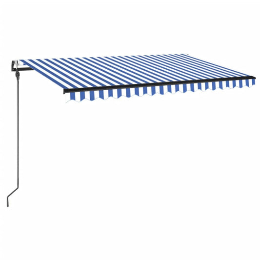 Automatisk markise med vindsensor og LED 400x300 cm blå og hvit