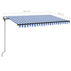 Automatisk markise med vindsensor og LED 400x300 cm blå og hvit