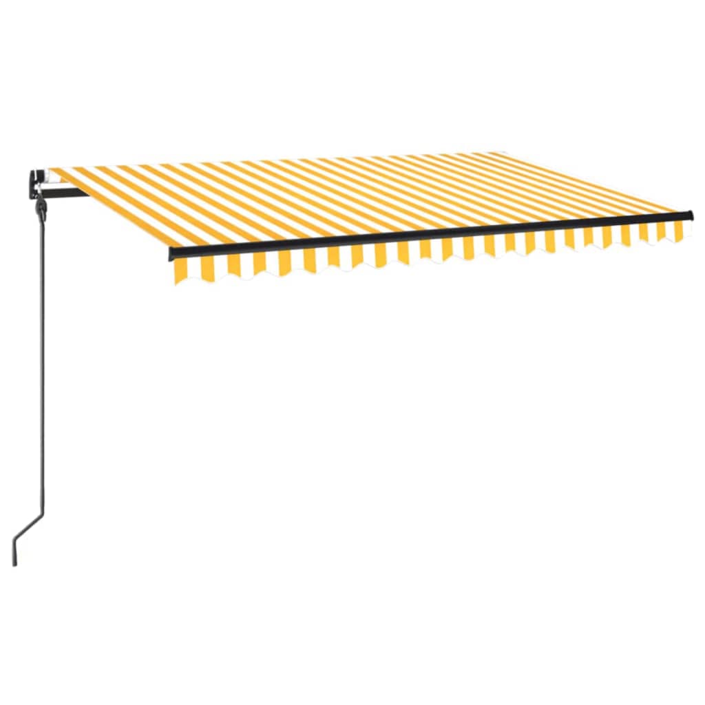 Manuell uttrekkbar markise 450x300 cm gul og hvit vidaXL
