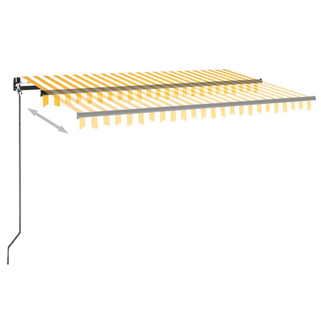 Manuell uttrekkbar markise 450x300 cm gul og hvit vidaXL