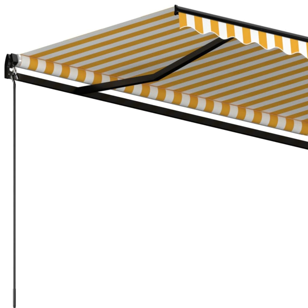 Manuell uttrekkbar markise 450x300 cm gul og hvit vidaXL