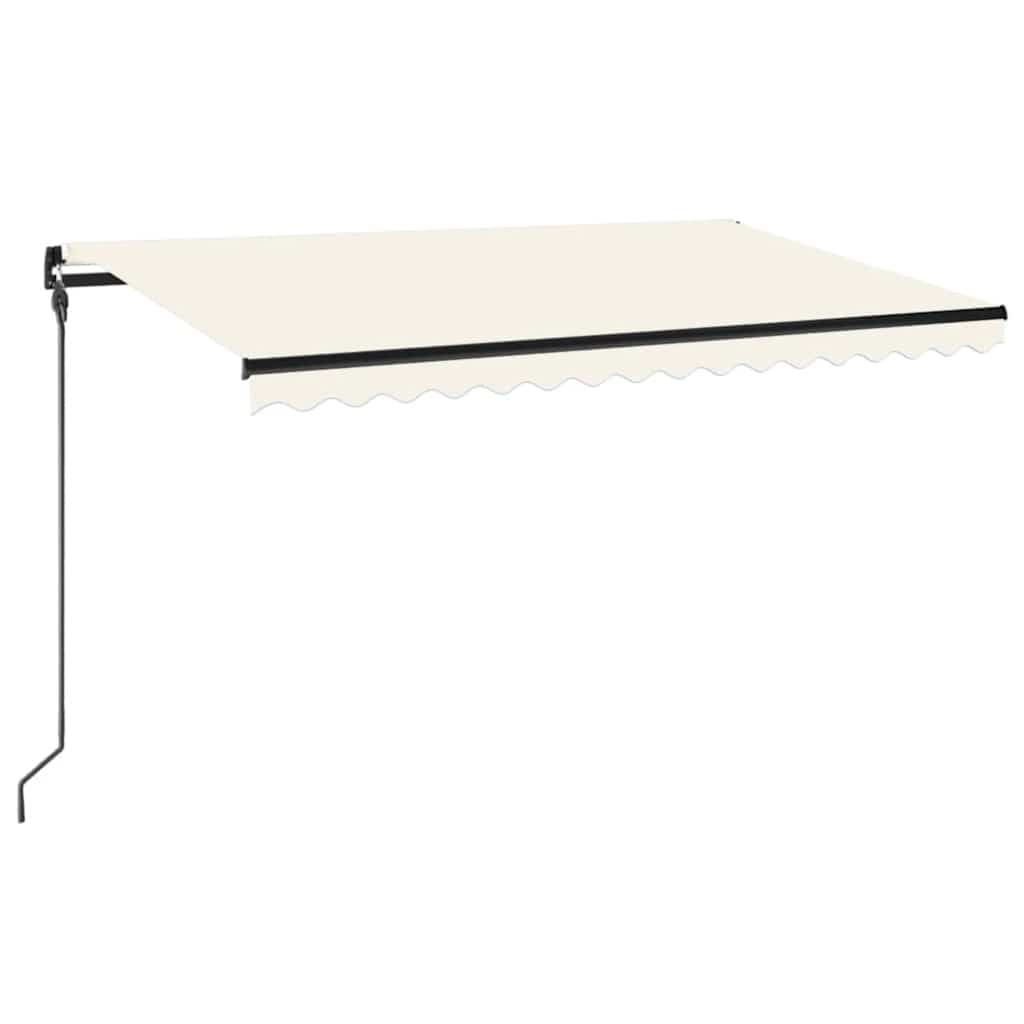 Manuell uttrekkbar markise med LED 450x300 cm kremhvit vidaXL