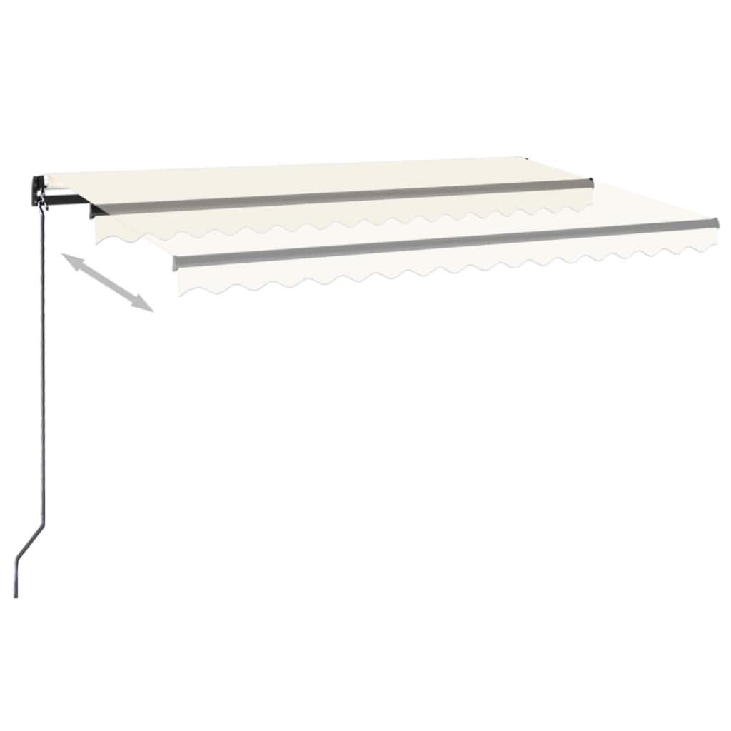 Manuell uttrekkbar markise med LED 450x300 cm kremhvit