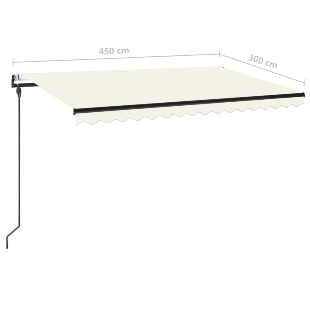 Automatisk uttrekkbar markise 450x300 cm kremhvit vidaXL