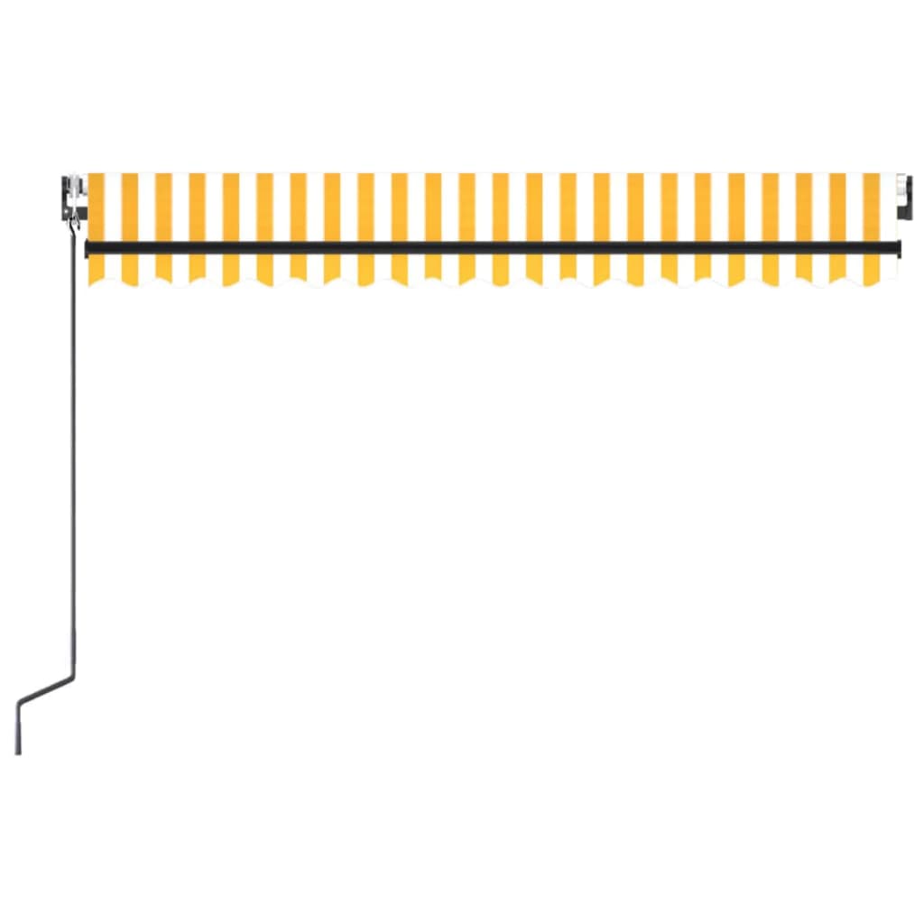 Automatisk markise med vindsensor og LED 450x300 cm gul/hvit