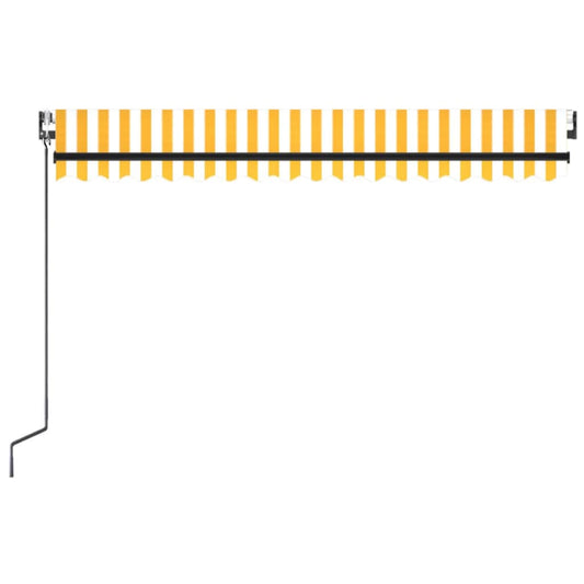 Automatisk markise med vindsensor og LED 450x300 cm gul/hvit