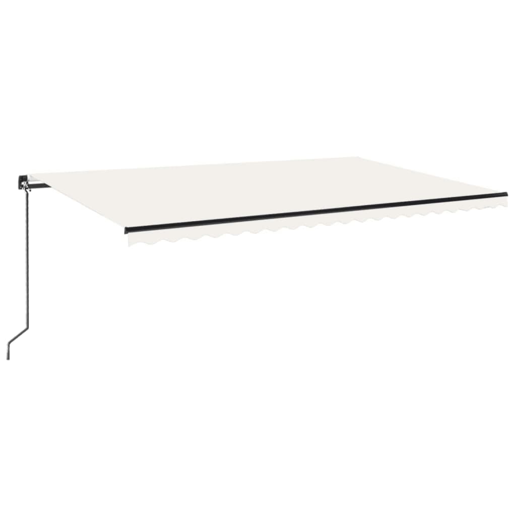 Manuell uttrekkbar markise med LED 500x300 cm kremhvit