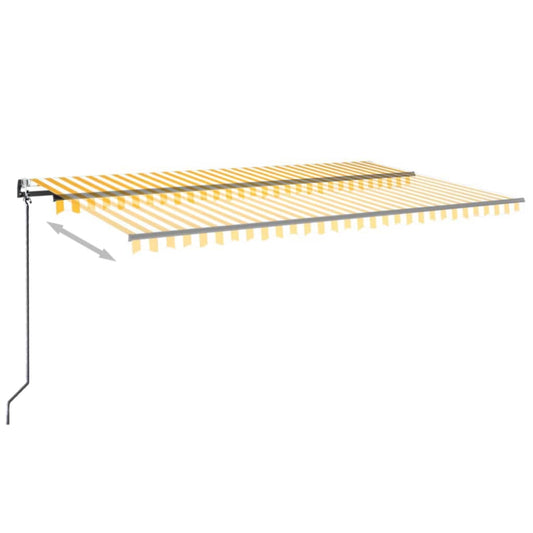 Automatisk markise med vindsensor og LED 500x300 cm gul/hvit