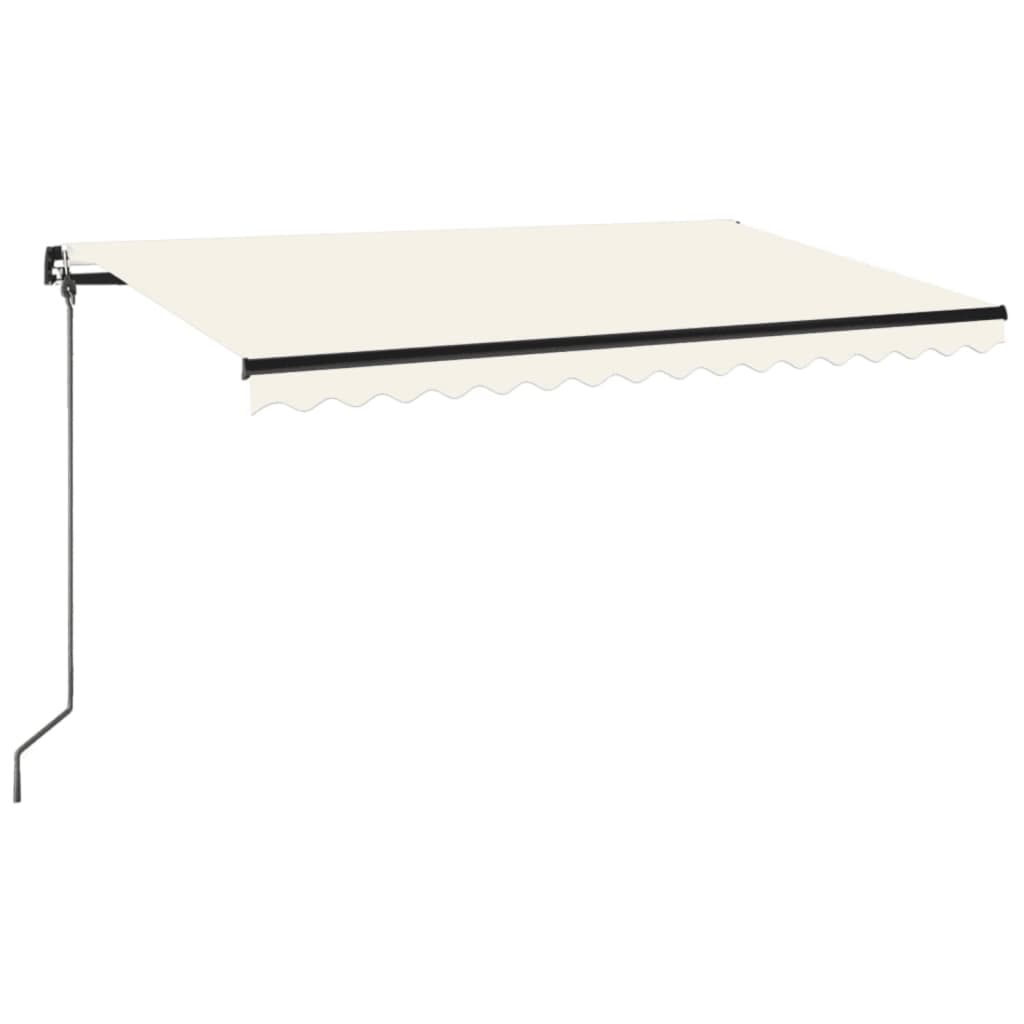 Manuell uttrekkbar markise med LED 400x350 cm kremhvit