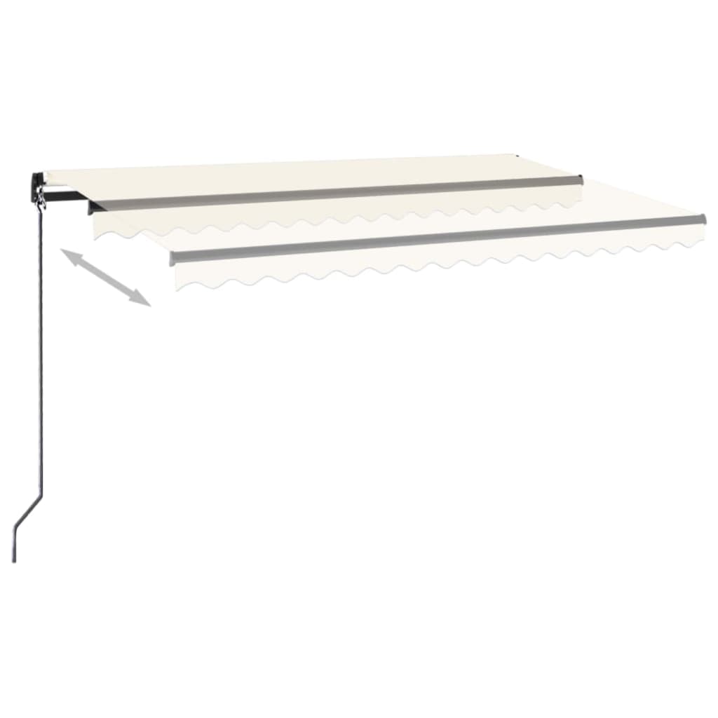 Manuell uttrekkbar markise med LED 400x350 cm kremhvit