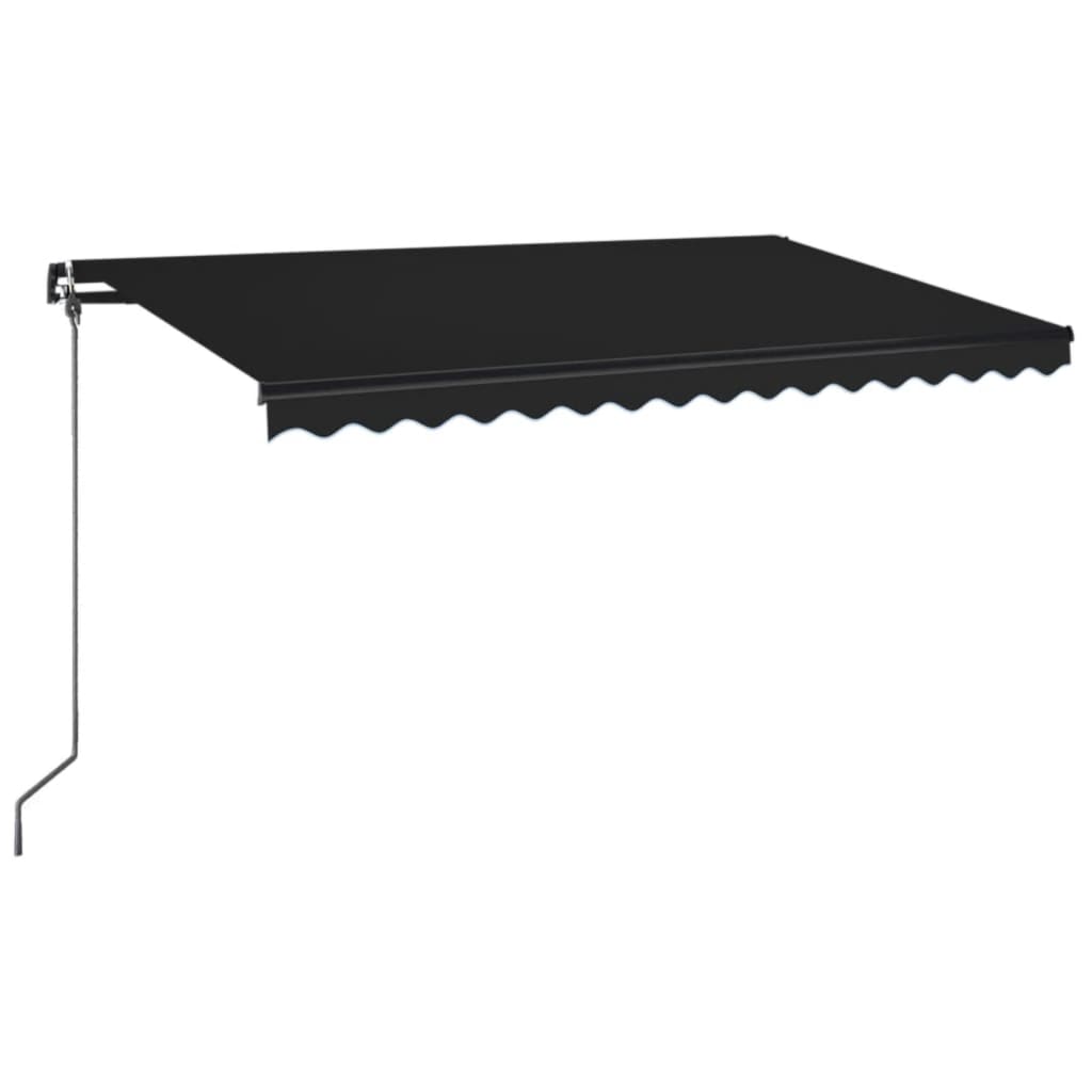 Manuell uttrekkbar markise med LED 400x350 cm antrasitt vidaXL
