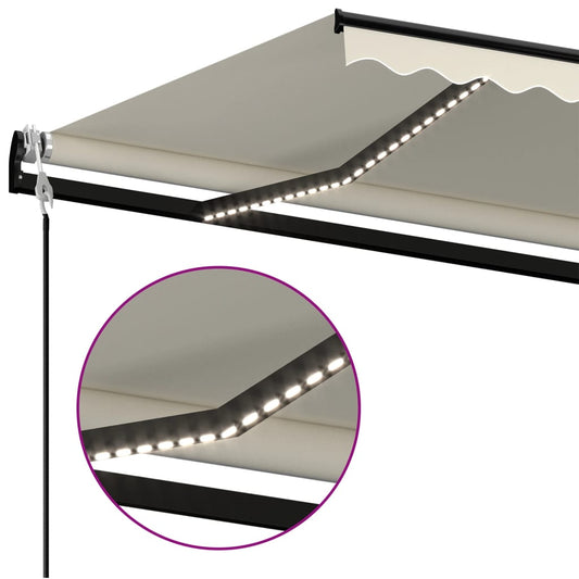 Automatisk markise med vindsensor og LED 400x350 cm kremhvit vidaXL