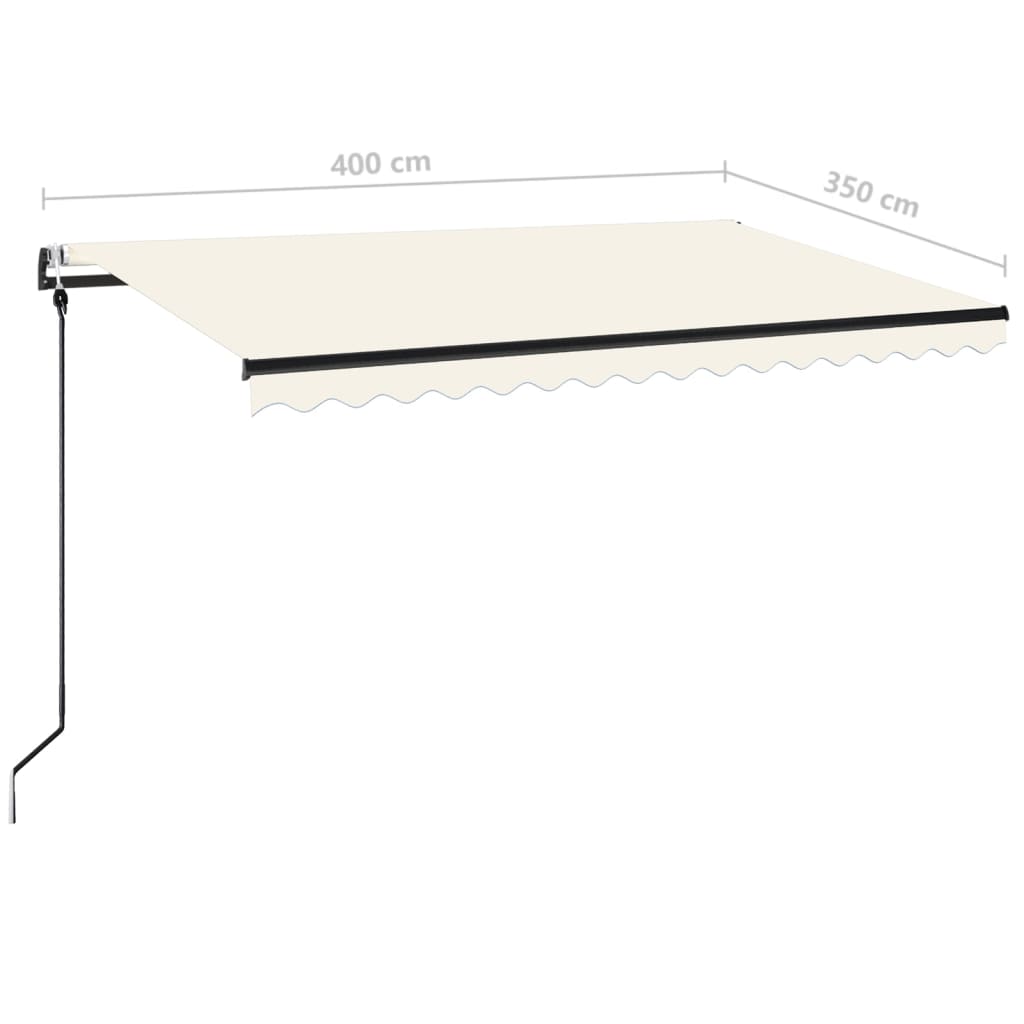 Automatisk markise med vindsensor og LED 400x350 cm kremhvit vidaXL