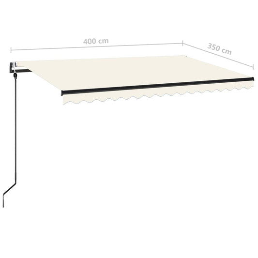 Automatisk markise med vindsensor og LED 400x350 cm kremhvit vidaXL