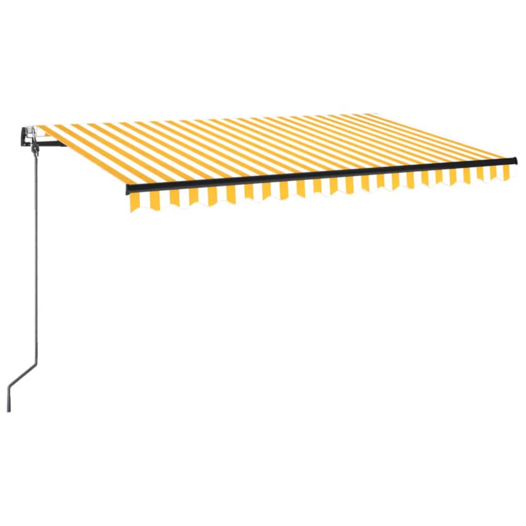 Automatisk markise med vindsensor og LED 400x350 cm gul/hvit vidaXL