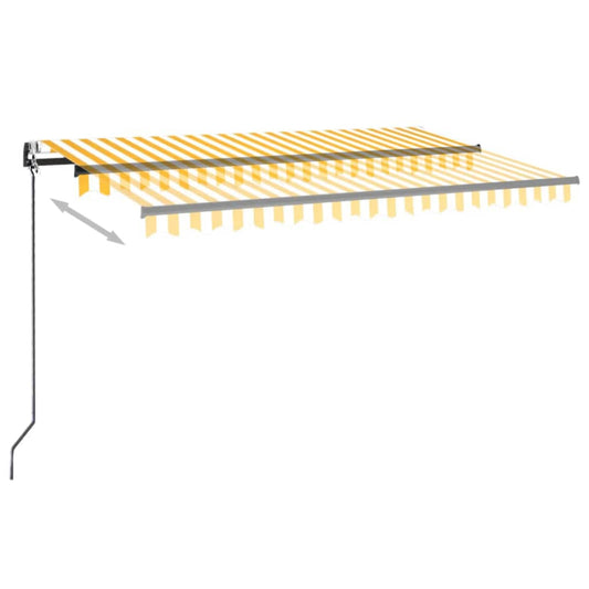 Automatisk markise med vindsensor og LED 400x350 cm gul/hvit vidaXL