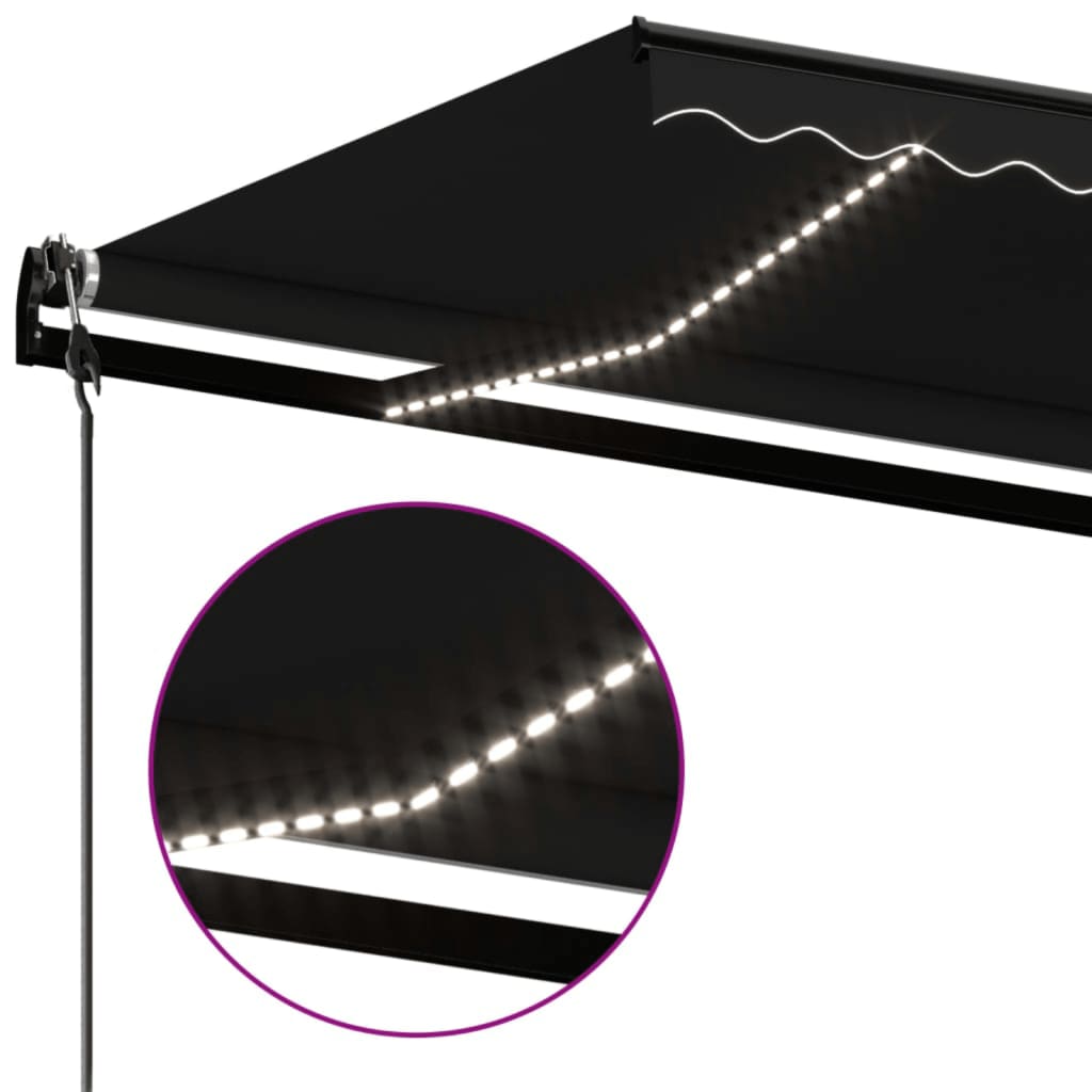 Automatisk markise med vindsensor og LED 400x350 cm antrasitt vidaXL