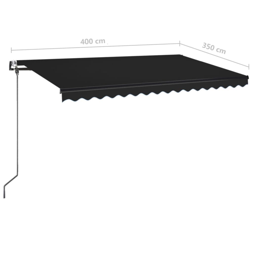 Automatisk markise med vindsensor og LED 400x350 cm antrasitt vidaXL