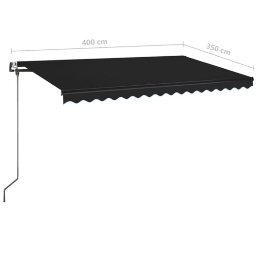 Automatisk markise med vindsensor og LED 400x350 cm antrasitt vidaXL