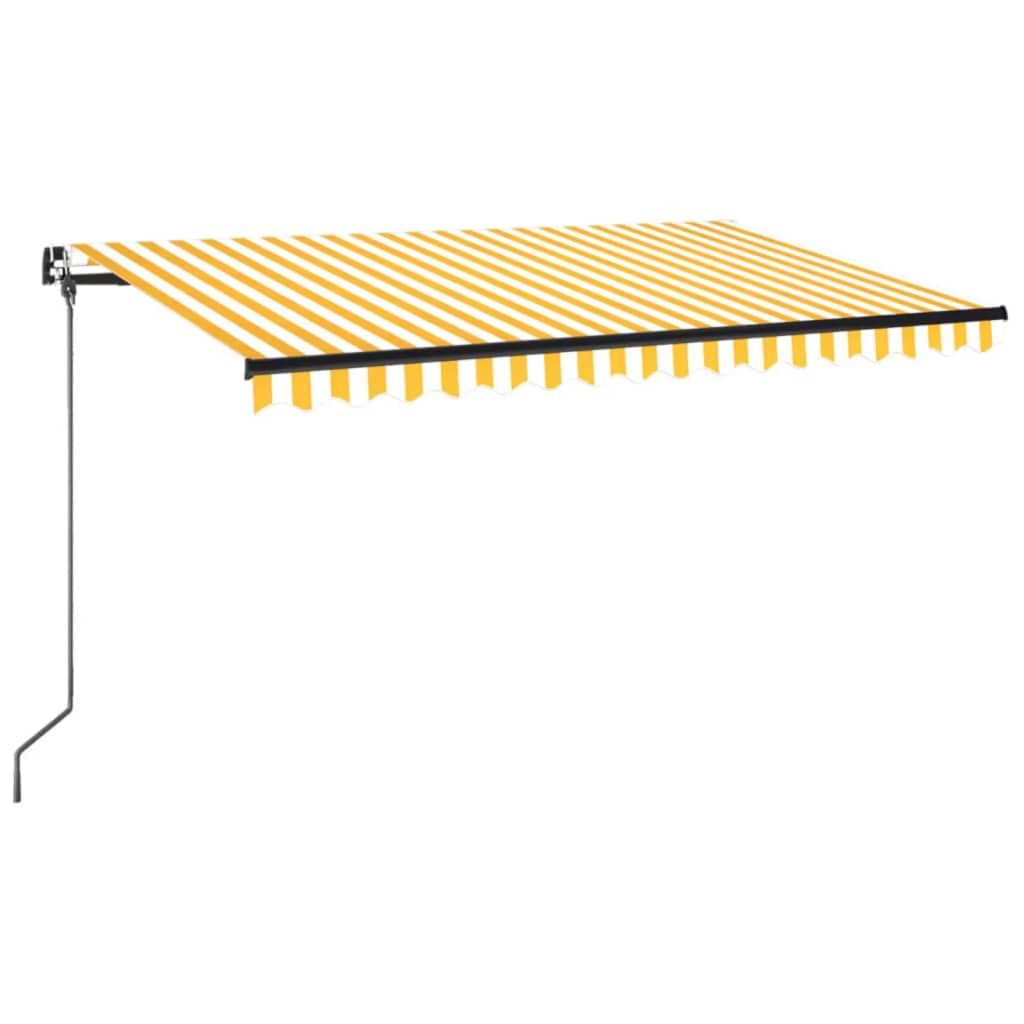 Manuell uttrekkbar markise 450x350 cm gul og hvit vidaXL