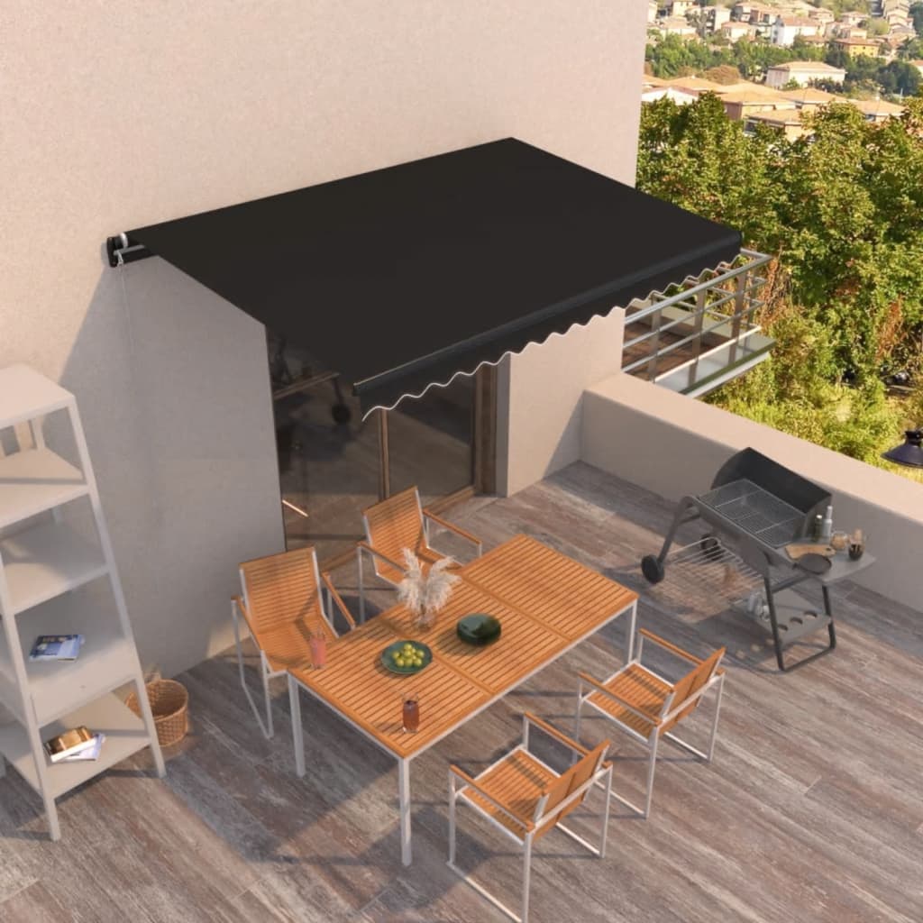 Manuell uttrekkbar markise 450x350 cm antrasitt vidaXL