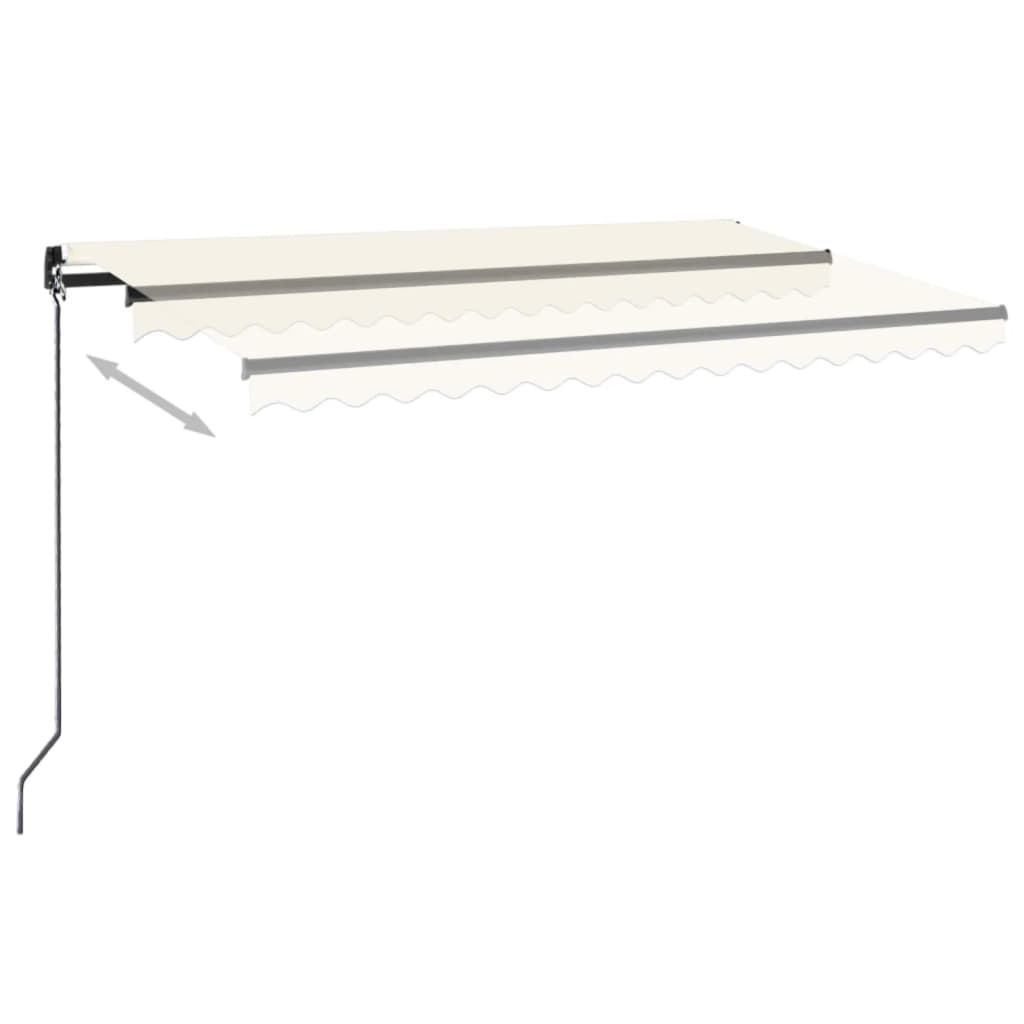 Manuell uttrekkbar markise med LED 450x350 cm kremhvit