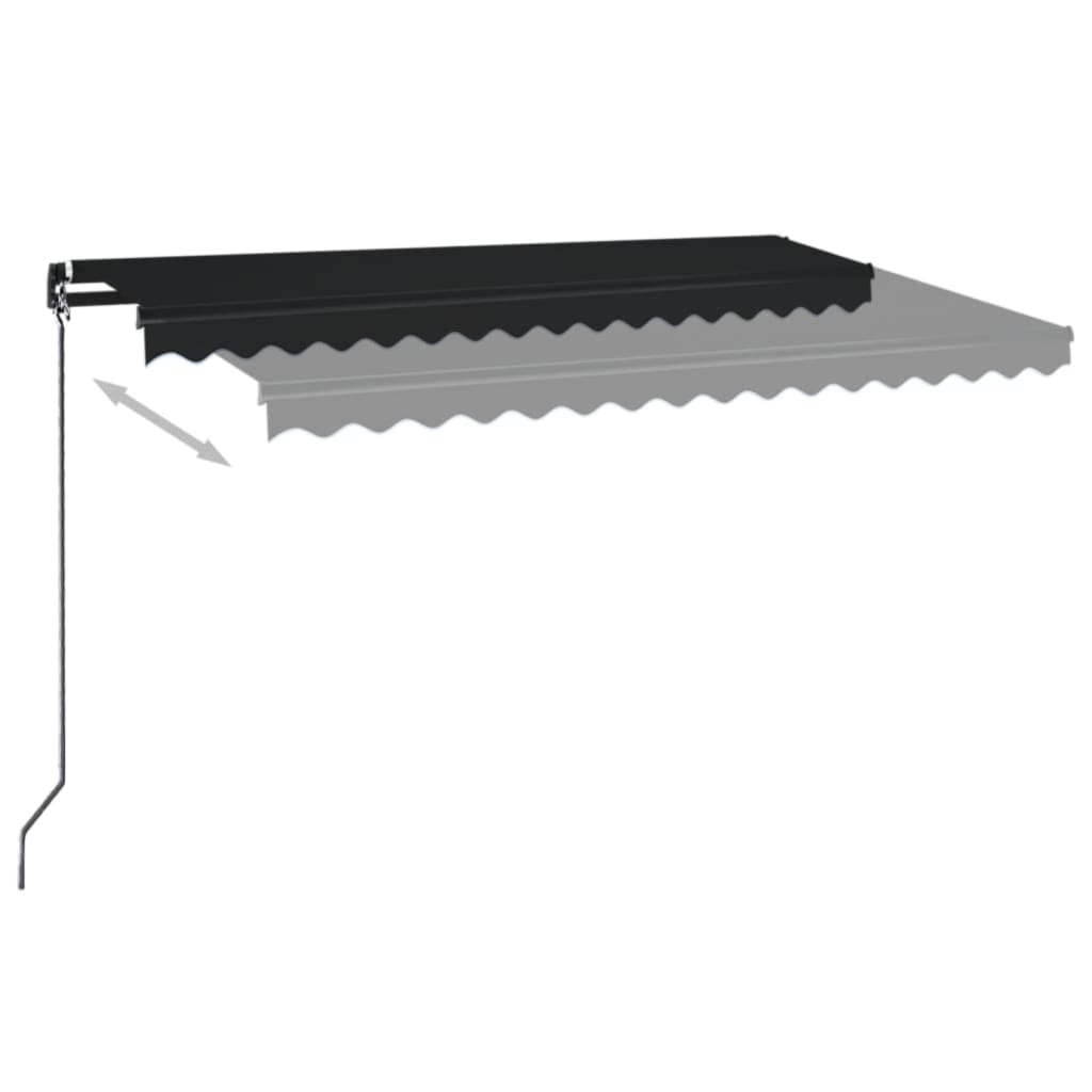 Manuell uttrekkbar markise med LED 450x350 cm antrasitt vidaXL