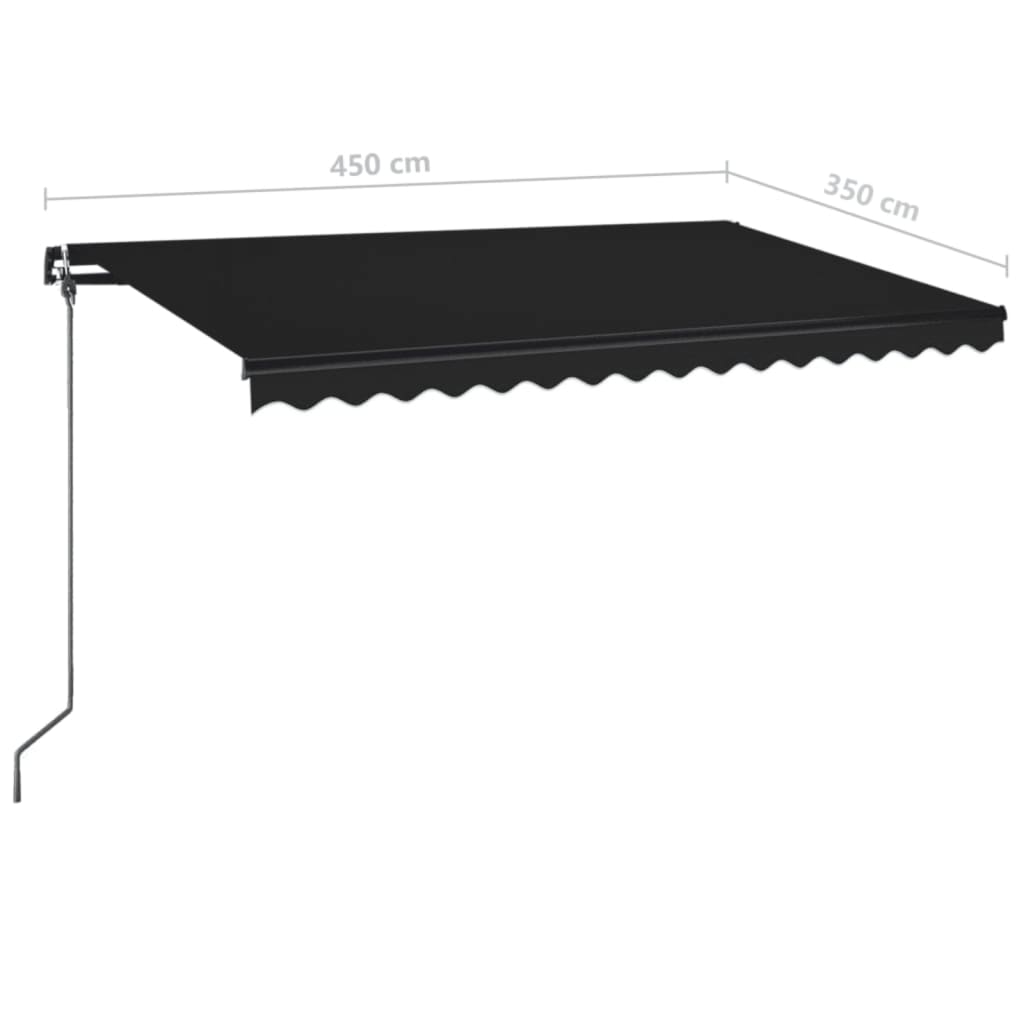 Manuell uttrekkbar markise med LED 450x350 cm antrasitt