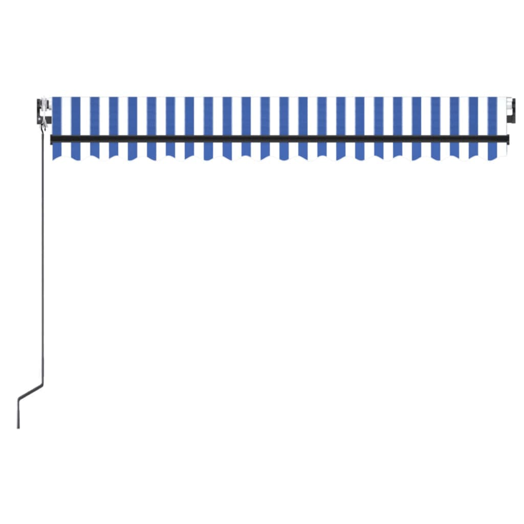 Automatisk uttrekkbar markise 450x350 cm blå og hvit