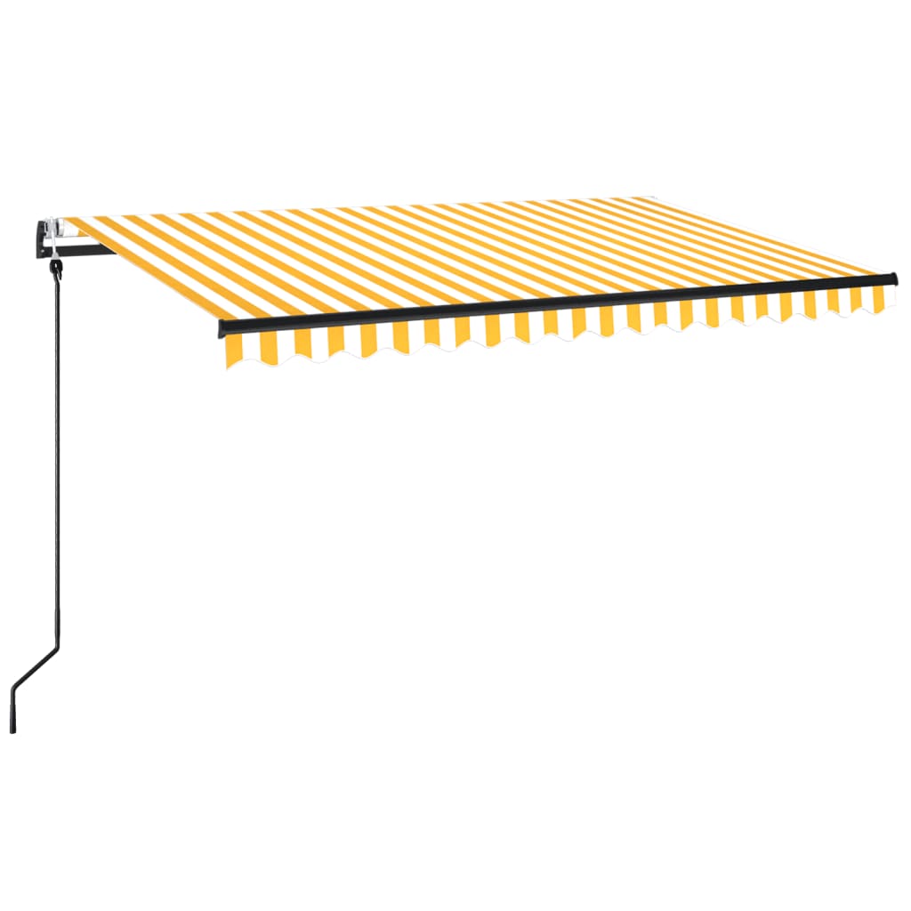 Automatisk uttrekkbar markise 450x350 cm gul og hvit vidaXL