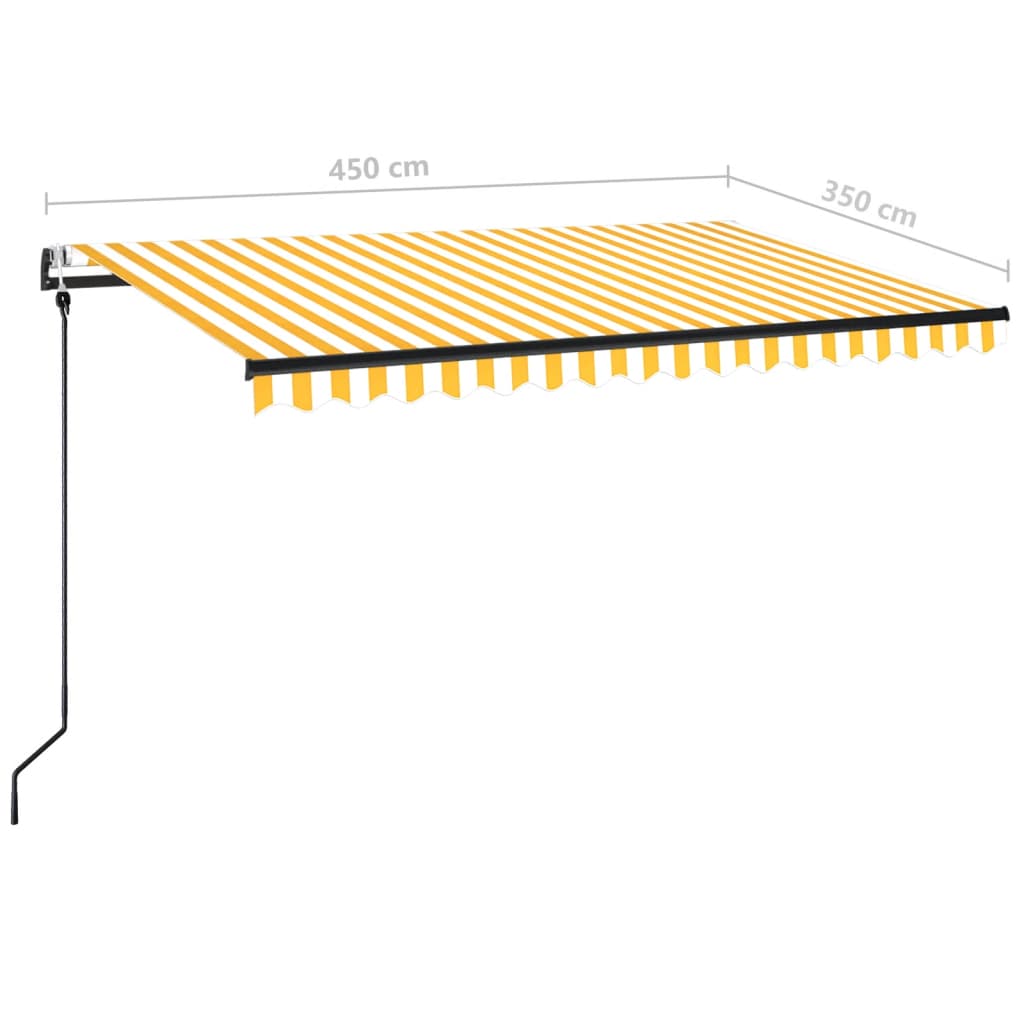 Automatisk uttrekkbar markise 450x350 cm gul og hvit vidaXL