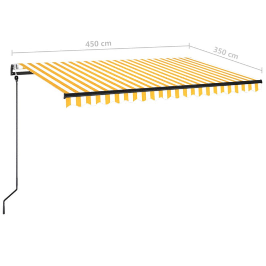 Automatisk uttrekkbar markise 450x350 cm gul og hvit vidaXL